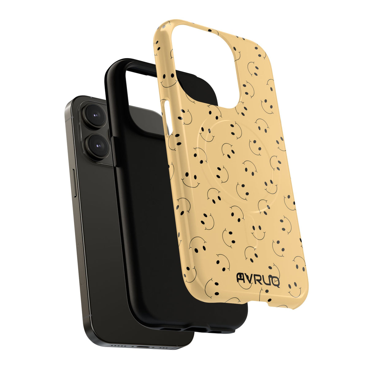 Smiley Pattern Tough Magnetic Phone Case — Beige Retro Happy Faces