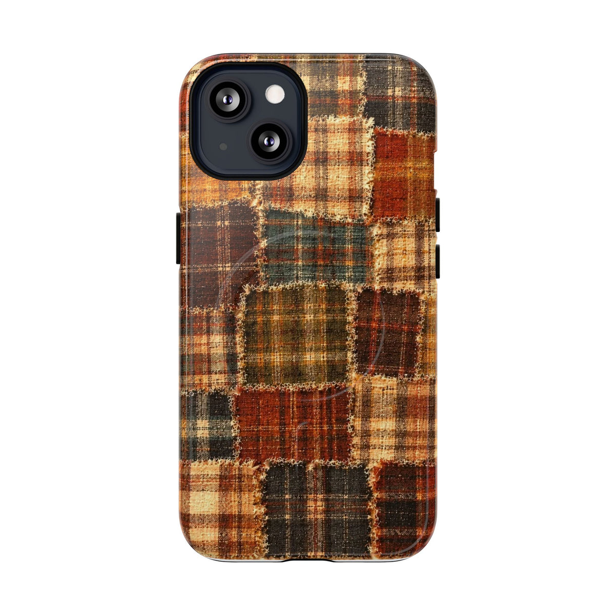 Plaid Patchwork Tough Magnetic Phone Case — Rustic Fall Plaid iPhone Cover