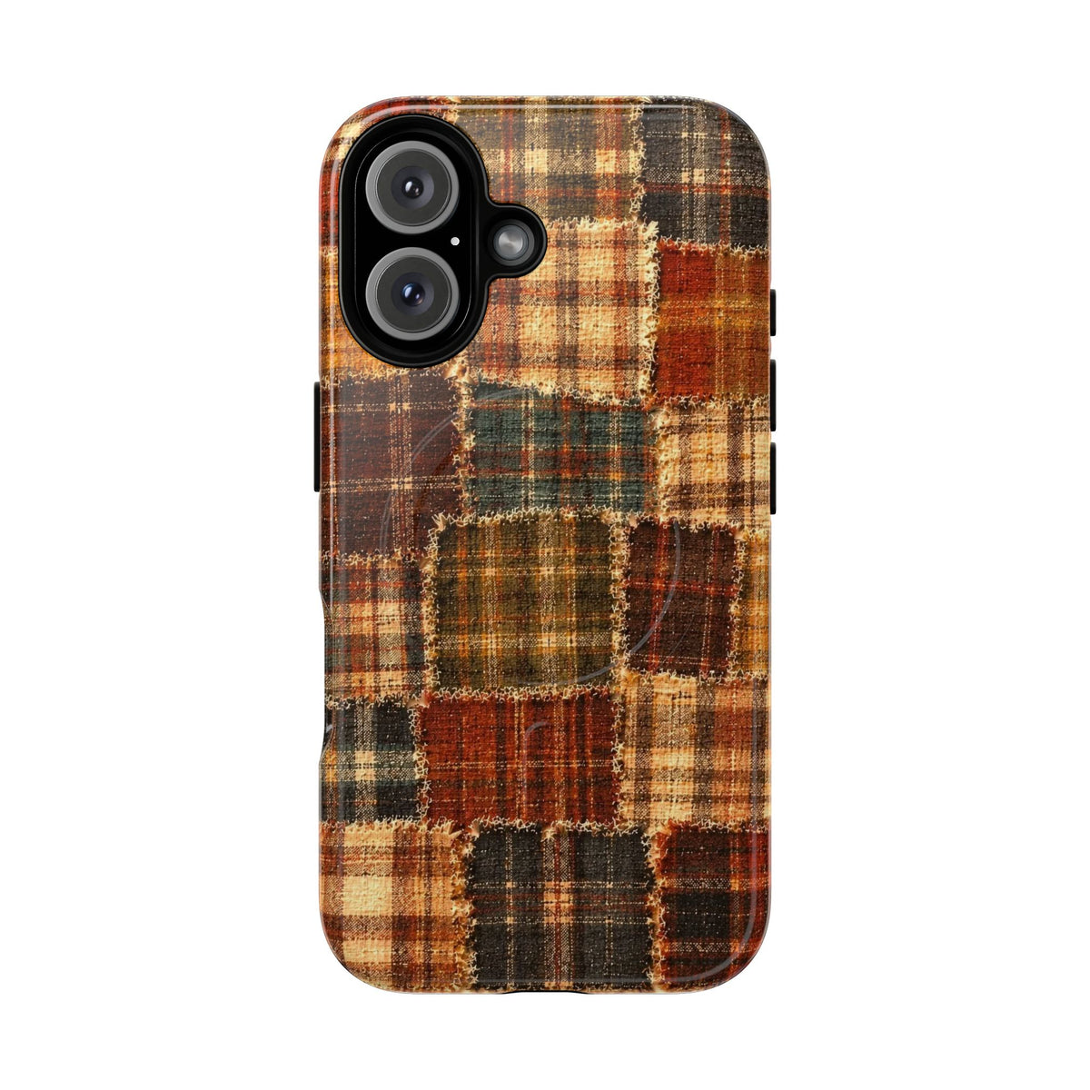 Plaid Patchwork Tough Magnetic Phone Case — Rustic Fall Plaid iPhone Cover