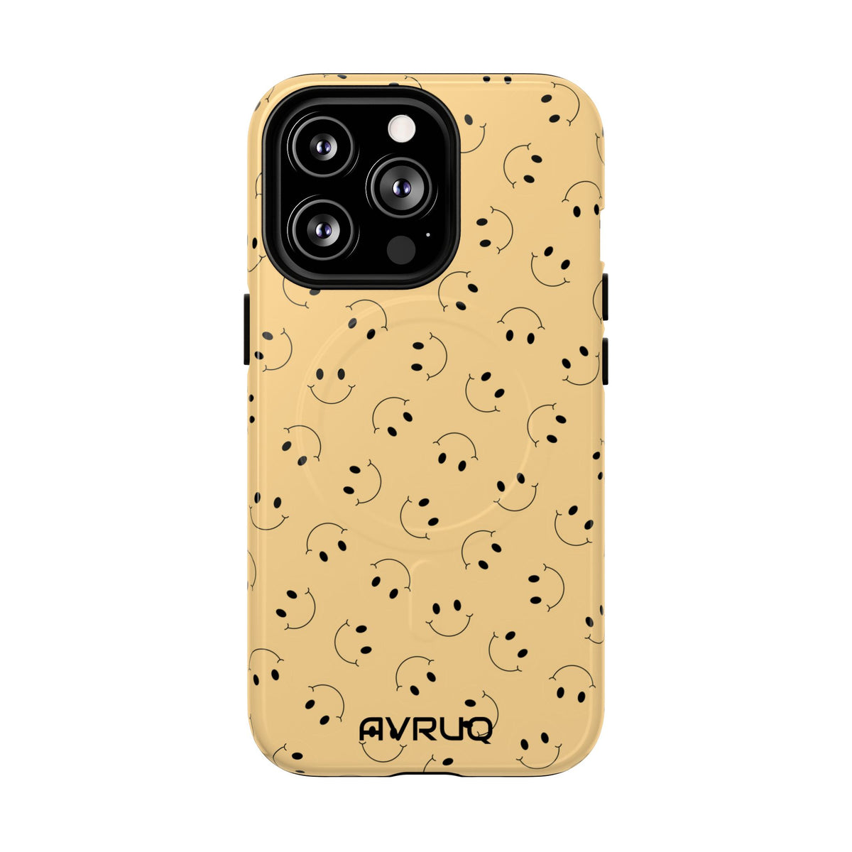 Smiley Pattern Tough Magnetic Phone Case — Beige Retro Happy Faces