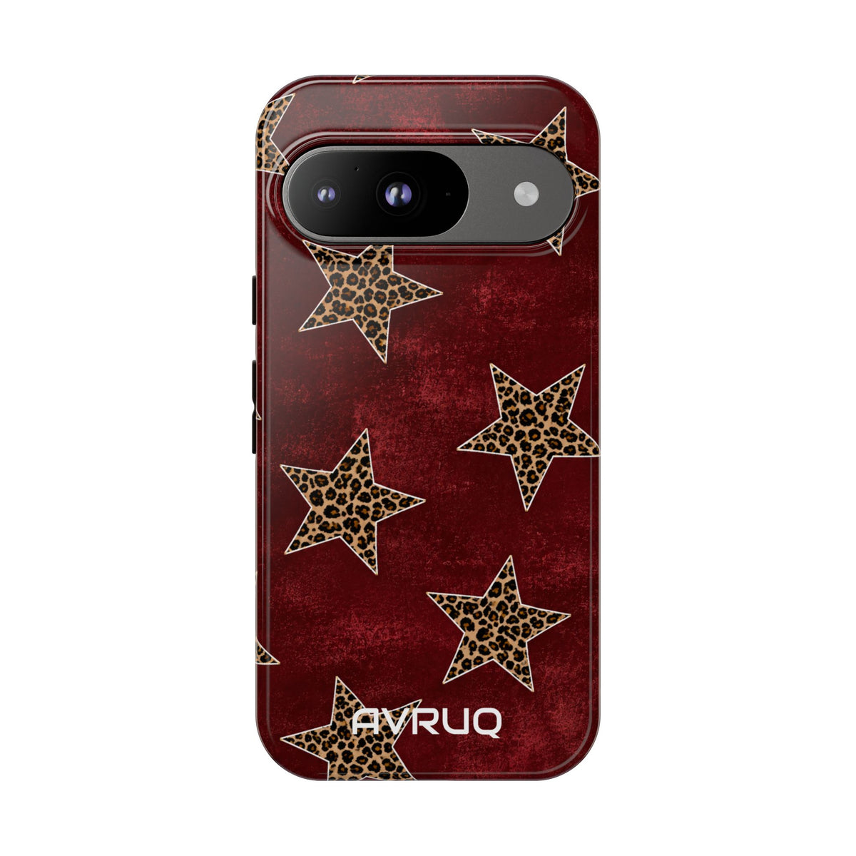 Leopard Star Phone Case – Burgundy Protective Cover