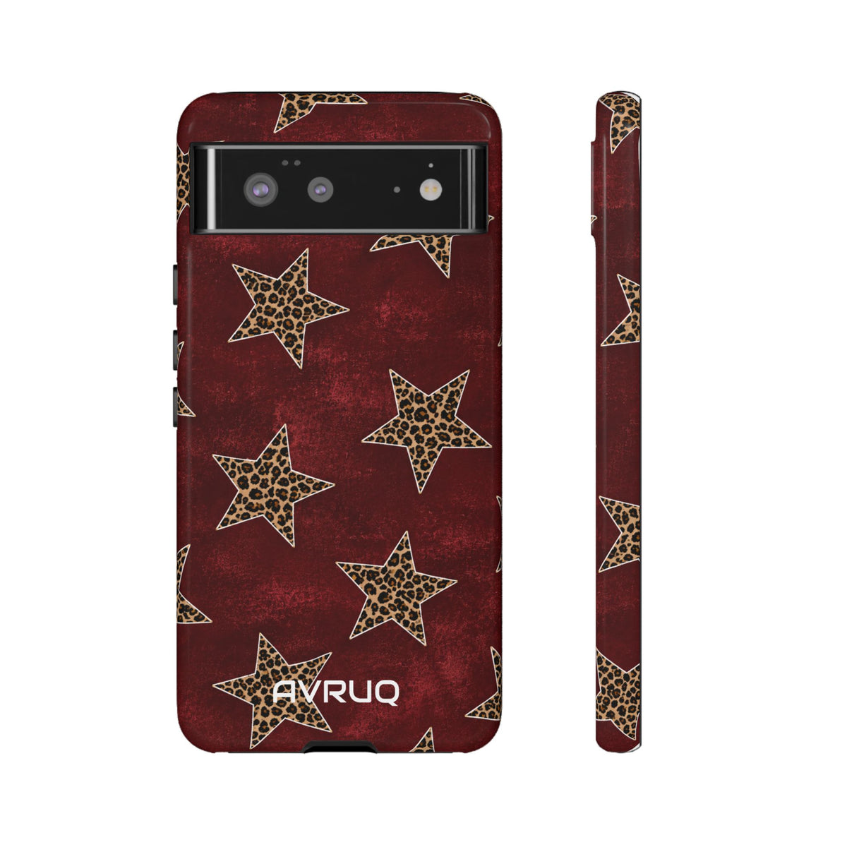 Leopard Star Phone Case – Burgundy Protective Cover