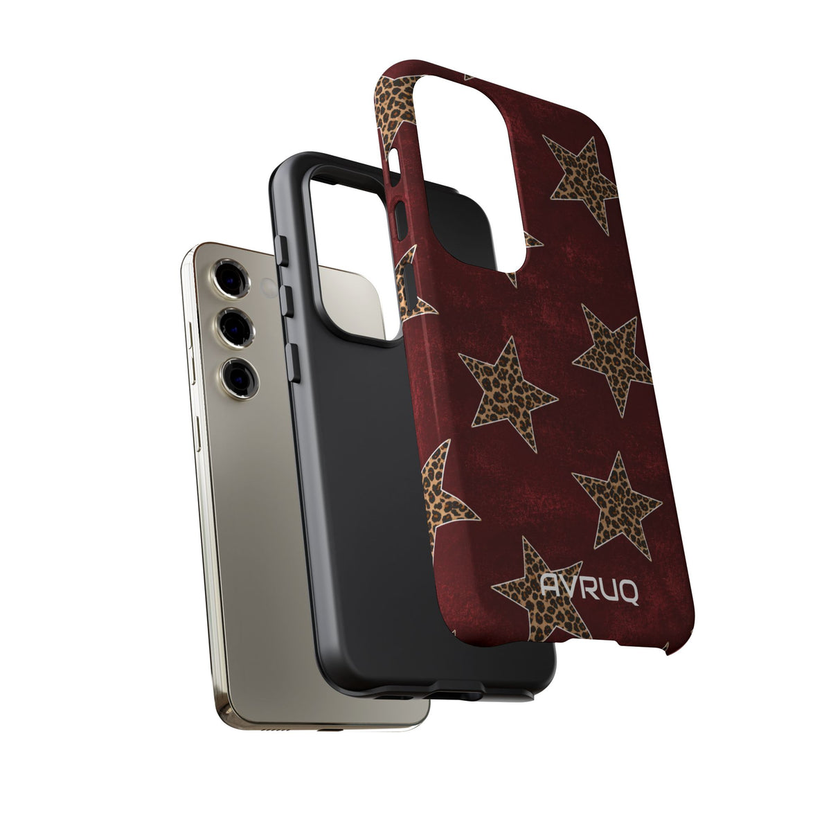 Leopard Star Phone Case – Burgundy Protective Cover