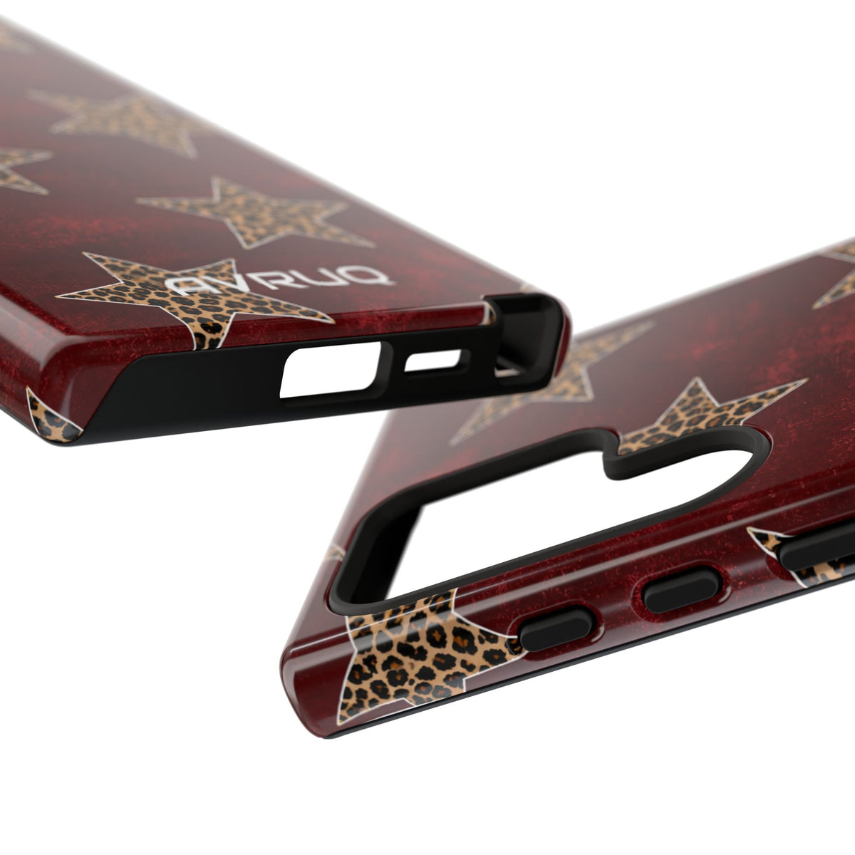 Leopard Star Phone Case – Burgundy Protective Cover