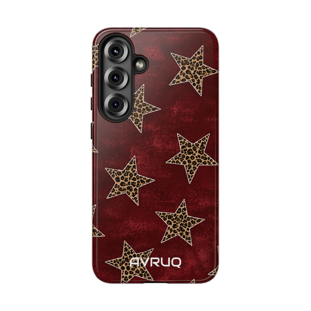 Leopard Star Phone Case – Burgundy Protective Cover