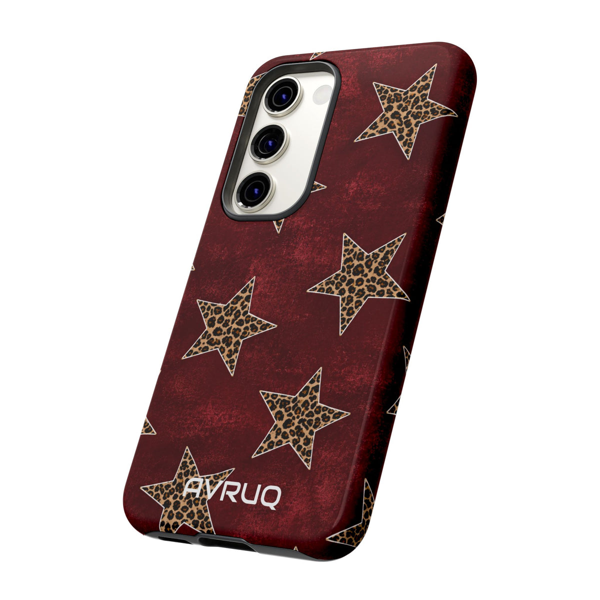 Leopard Star Phone Case – Burgundy Protective Cover