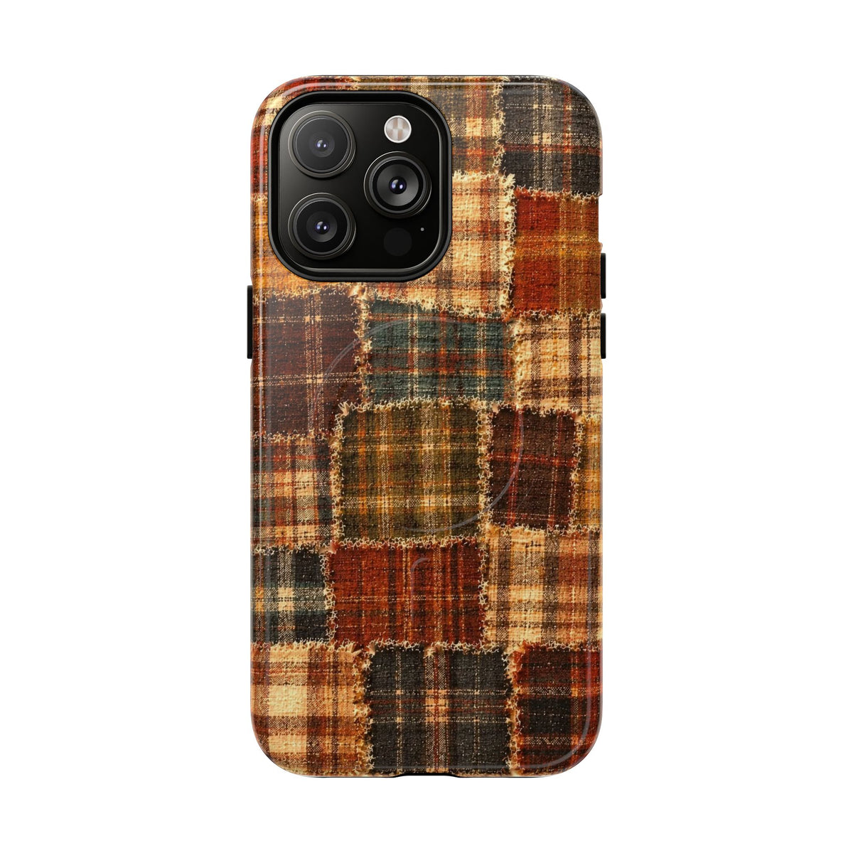 Plaid Patchwork Tough Magnetic Phone Case — Rustic Fall Plaid iPhone Cover