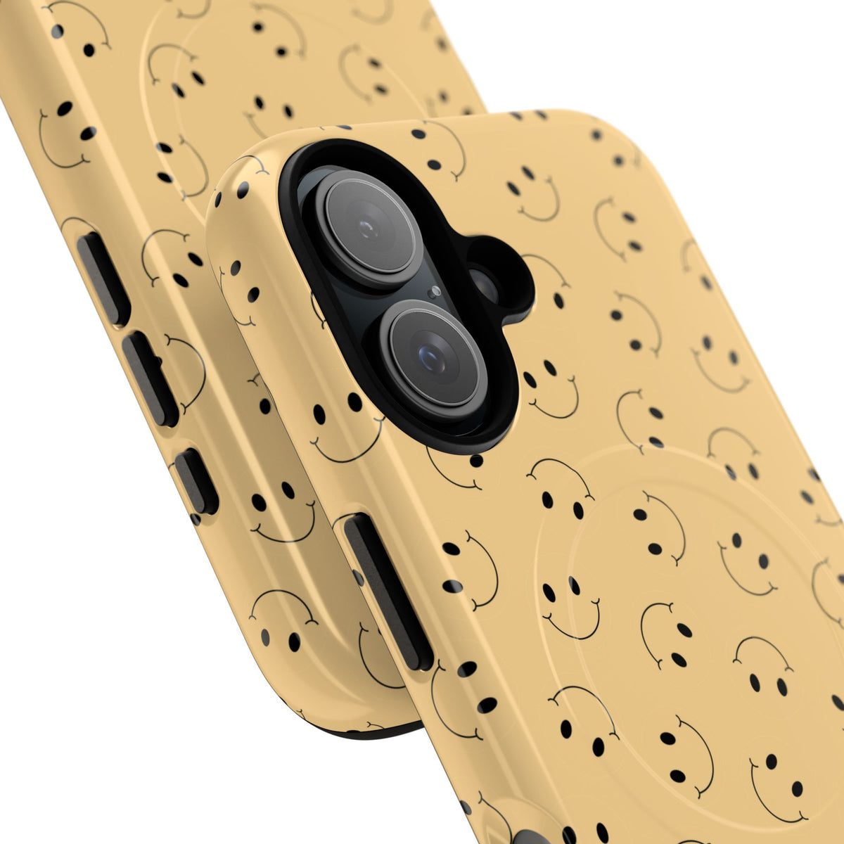 Smiley Pattern Tough Magnetic Phone Case — Beige Retro Happy Faces