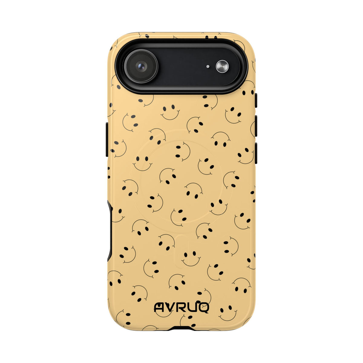 Smiley Pattern Tough Magnetic Phone Case — Beige Retro Happy Faces