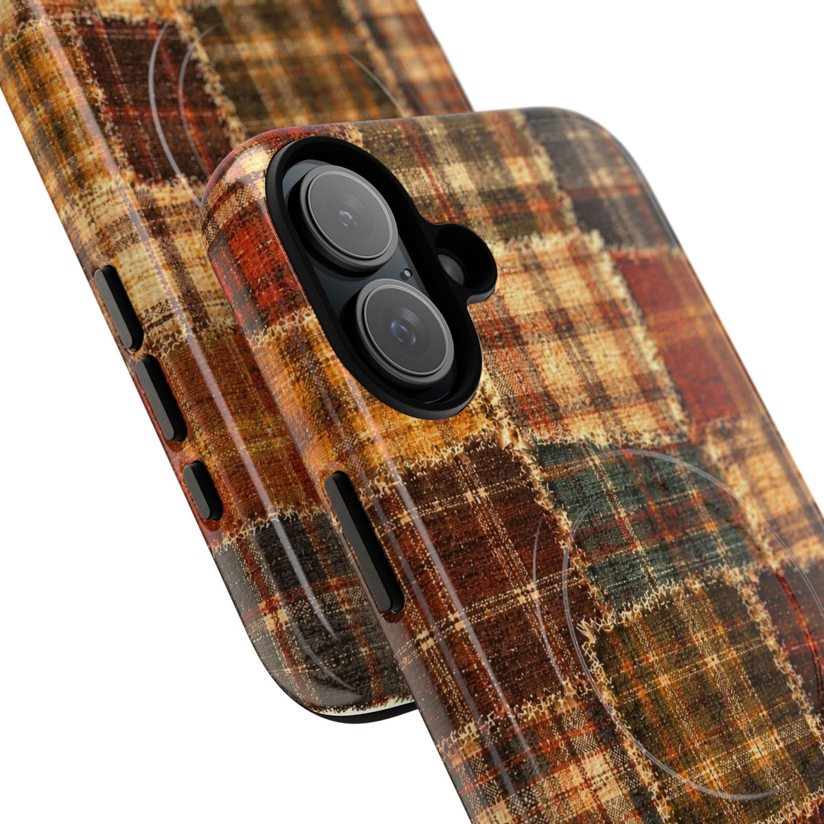 Plaid Patchwork Tough Magnetic Phone Case — Rustic Fall Plaid iPhone Cover