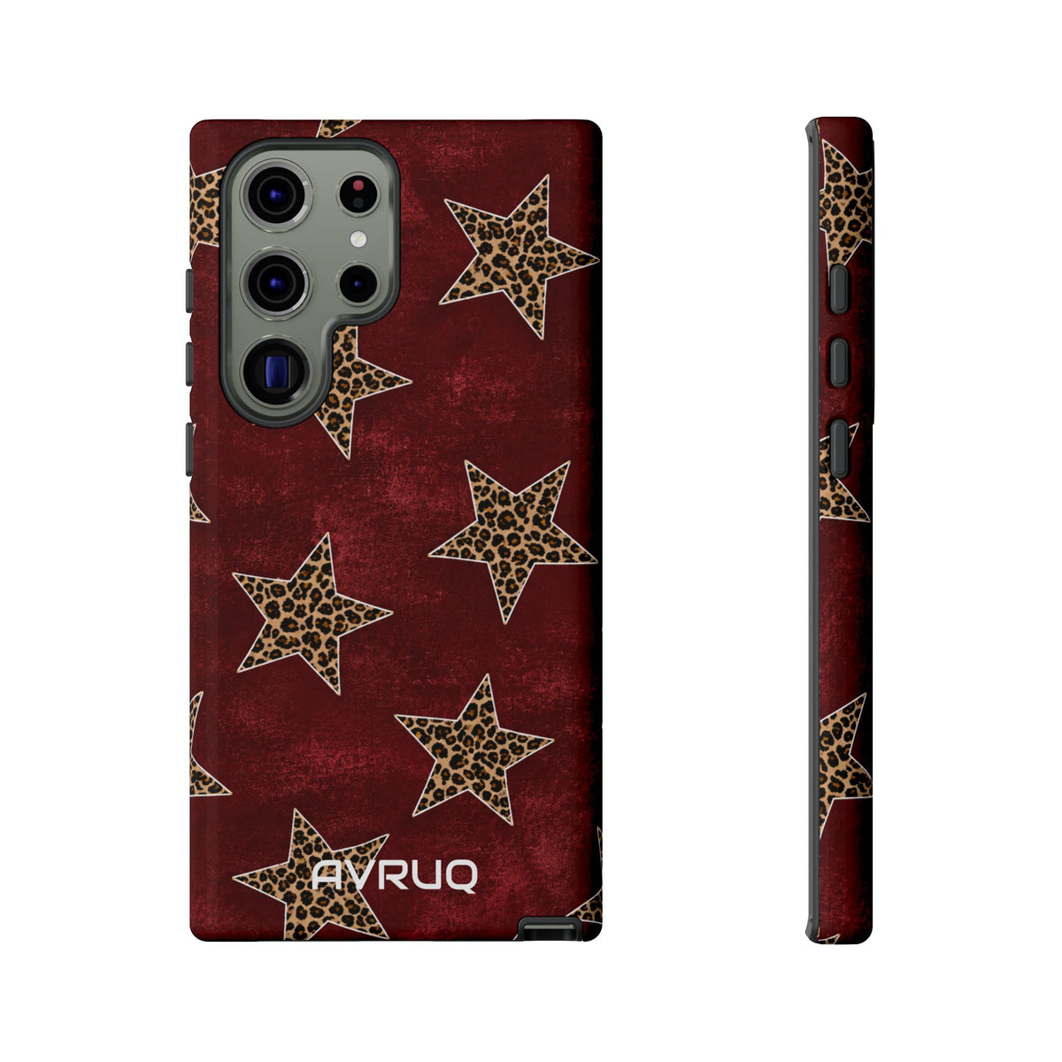 Leopard Star Phone Case – Burgundy Protective Cover