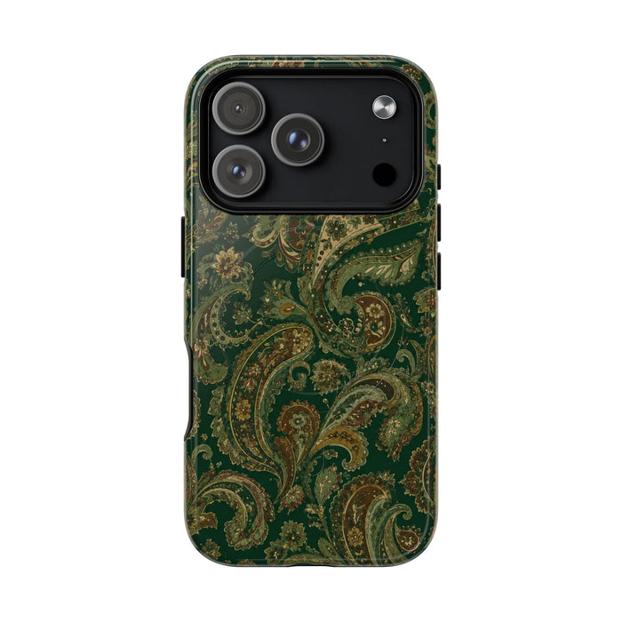 Paisley Green Tough Magnetic Phone Case — Magnetic Snap Protective Cover