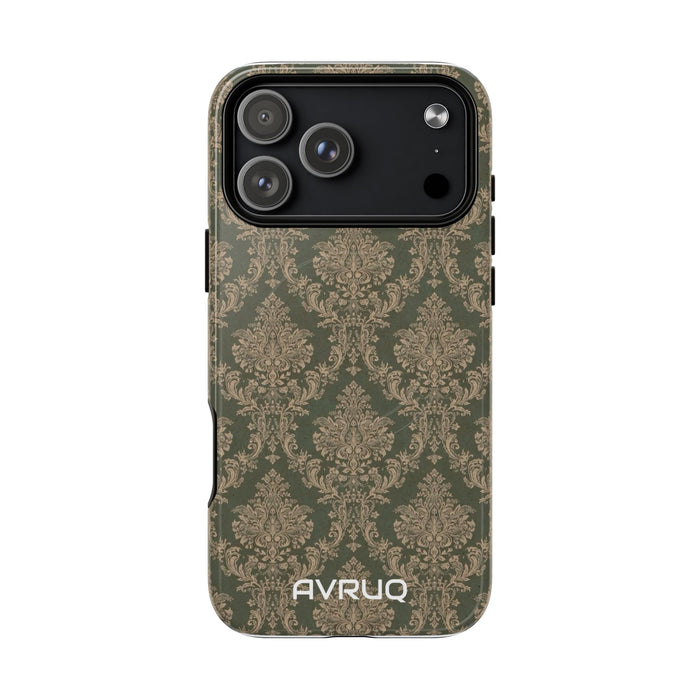 Magnetic Phone Case — Vintage Olive Damask Tough Protective Cover