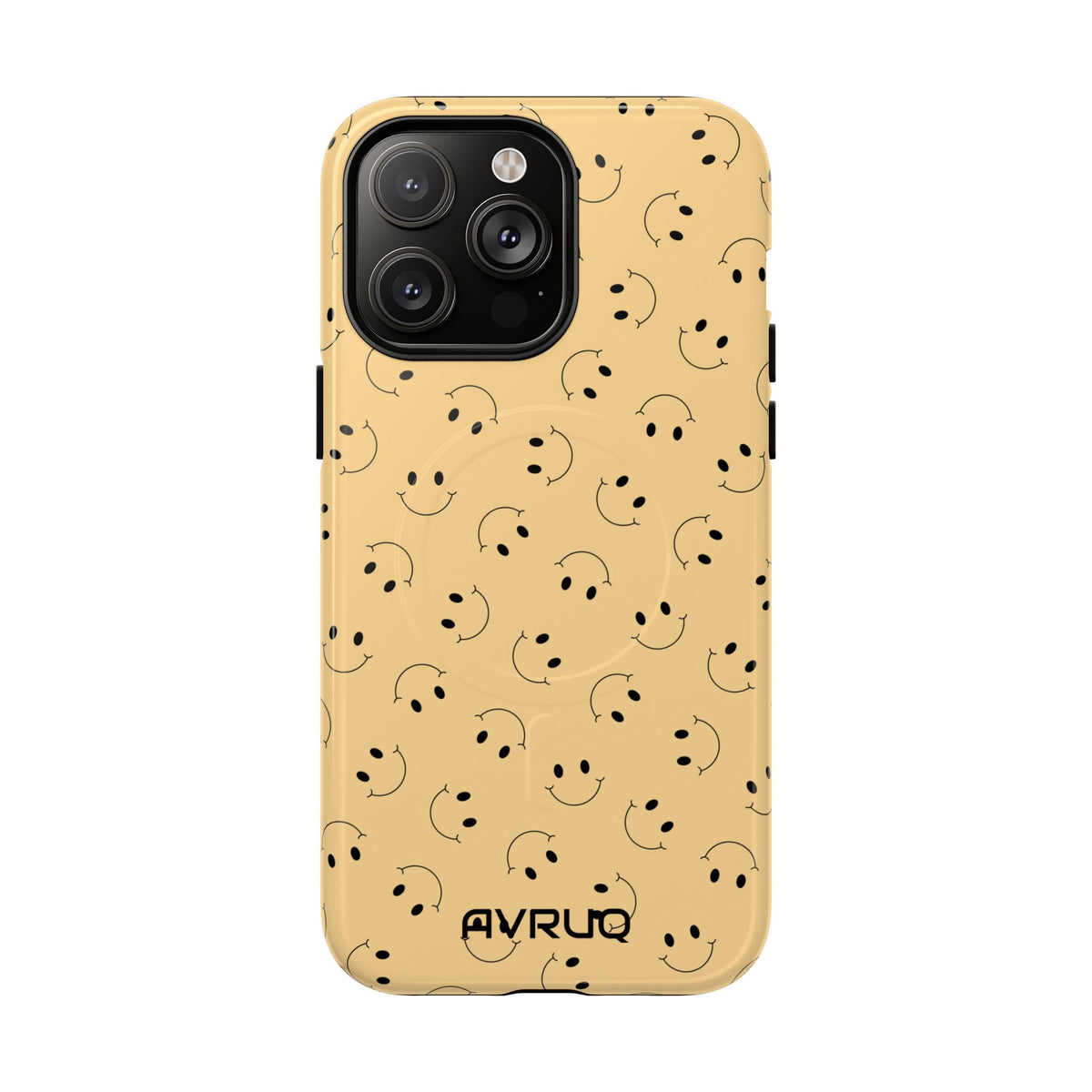 Smiley Pattern Tough Magnetic Phone Case — Beige Retro Happy Faces