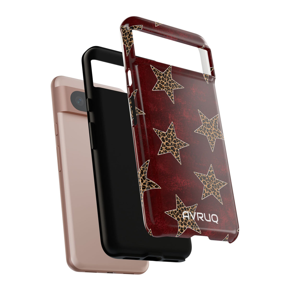 Leopard Star Phone Case – Burgundy Protective Cover