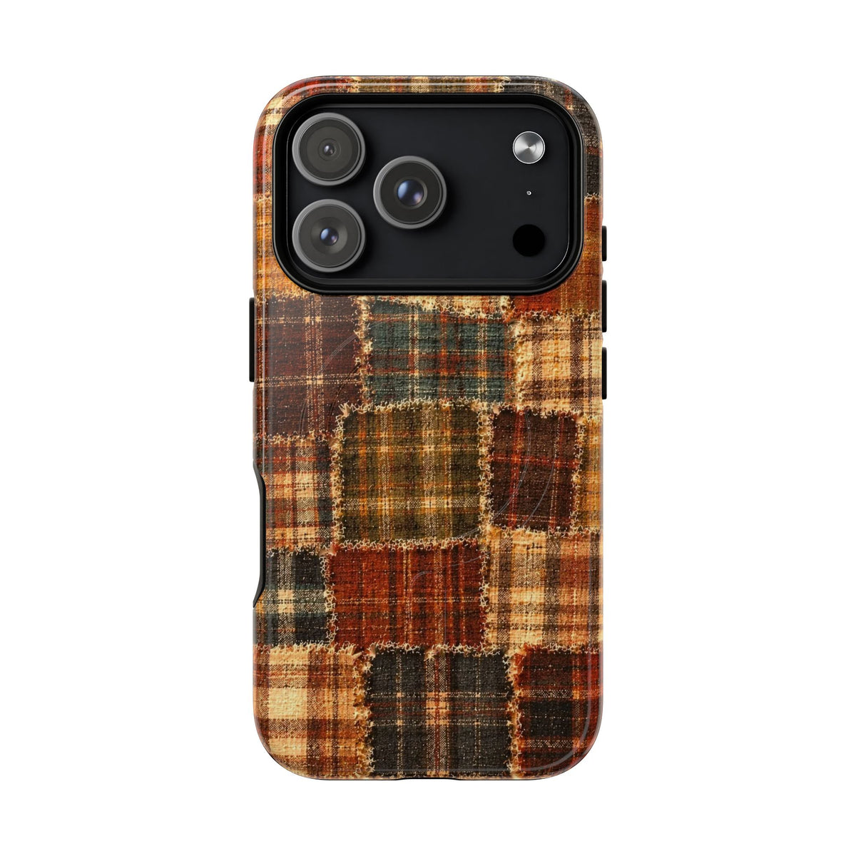 Plaid Patchwork Tough Magnetic Phone Case — Rustic Fall Plaid iPhone Cover
