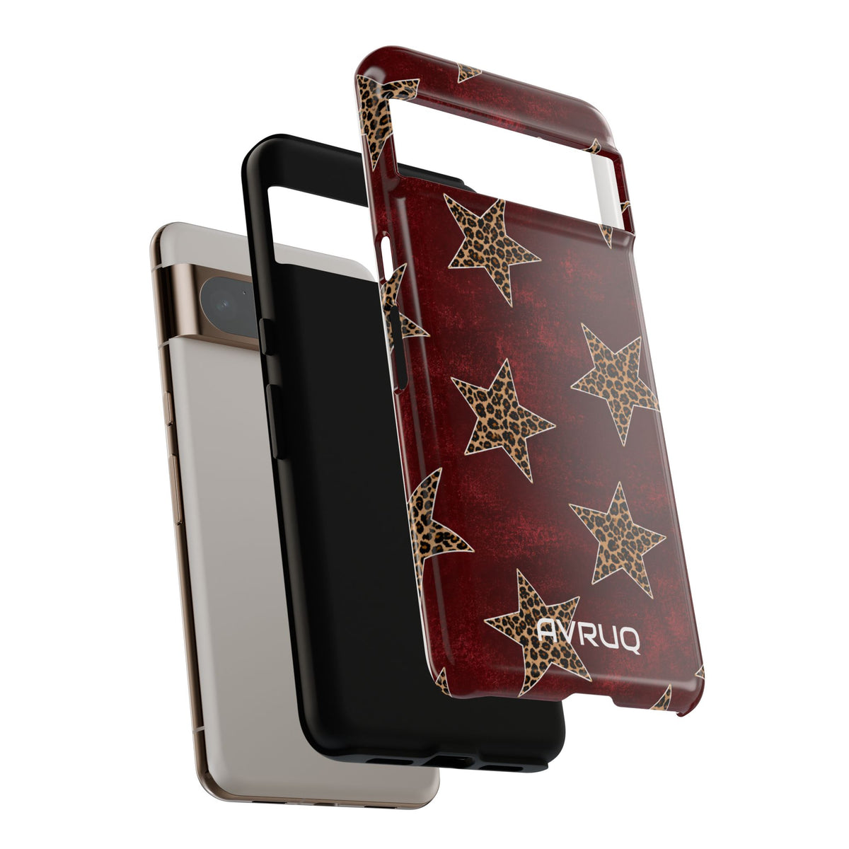 Leopard Star Phone Case – Burgundy Protective Cover