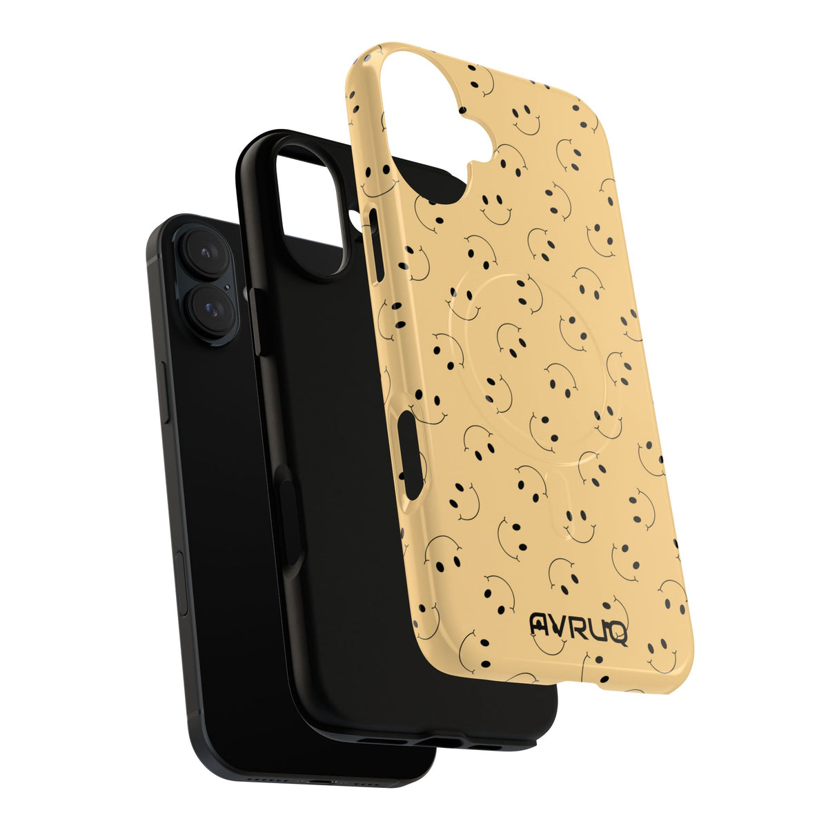 Smiley Pattern Tough Magnetic Phone Case — Beige Retro Happy Faces
