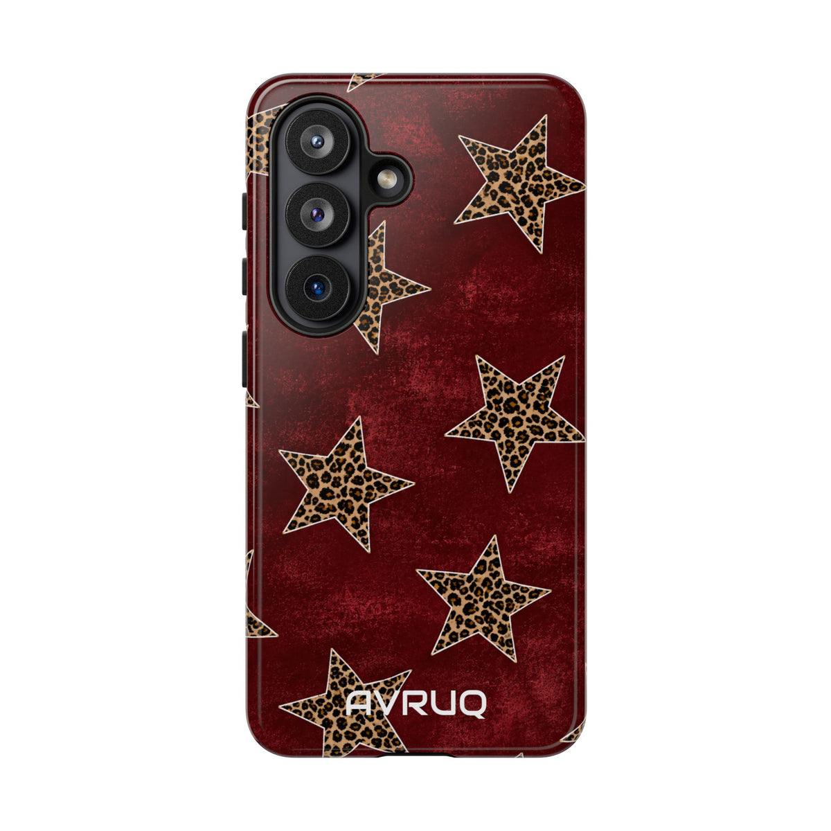Leopard Star Phone Case – Burgundy Protective Cover