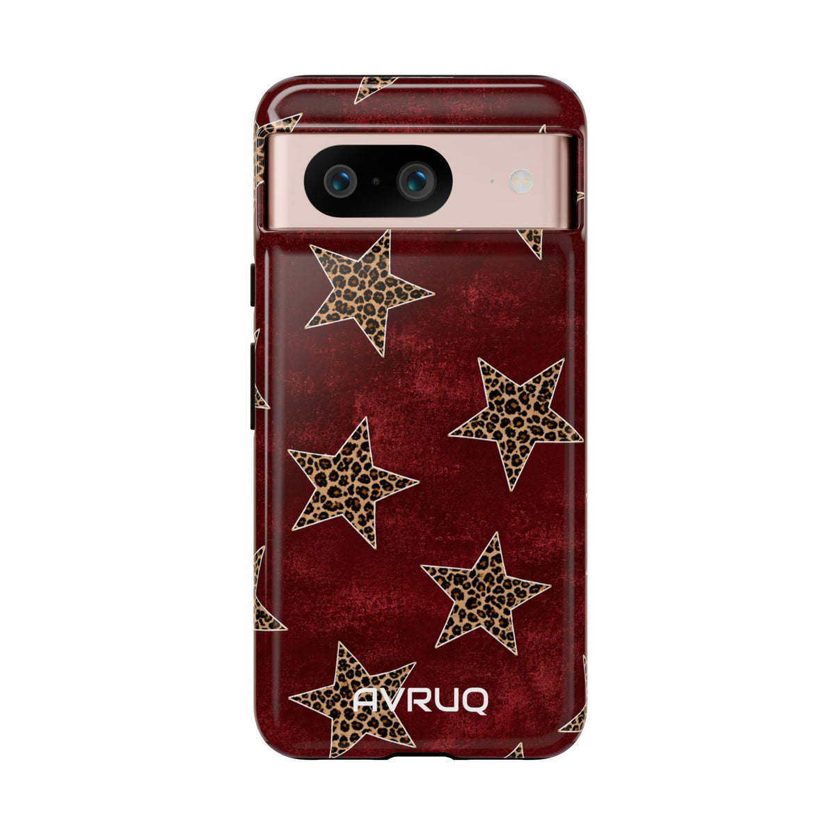 Leopard Star Phone Case – Burgundy Protective Cover