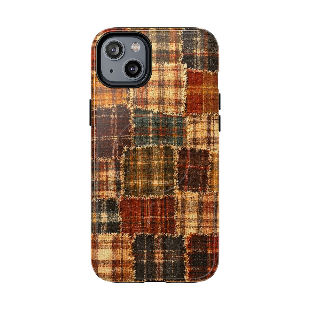 Plaid Patchwork Tough Magnetic Phone Case — Rustic Fall Plaid iPhone Cover