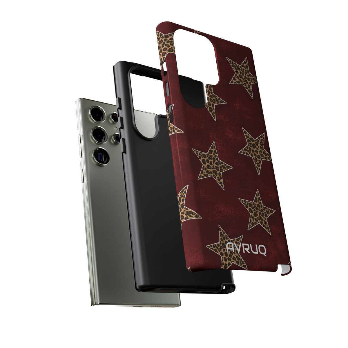 Leopard Star Phone Case – Burgundy Protective Cover