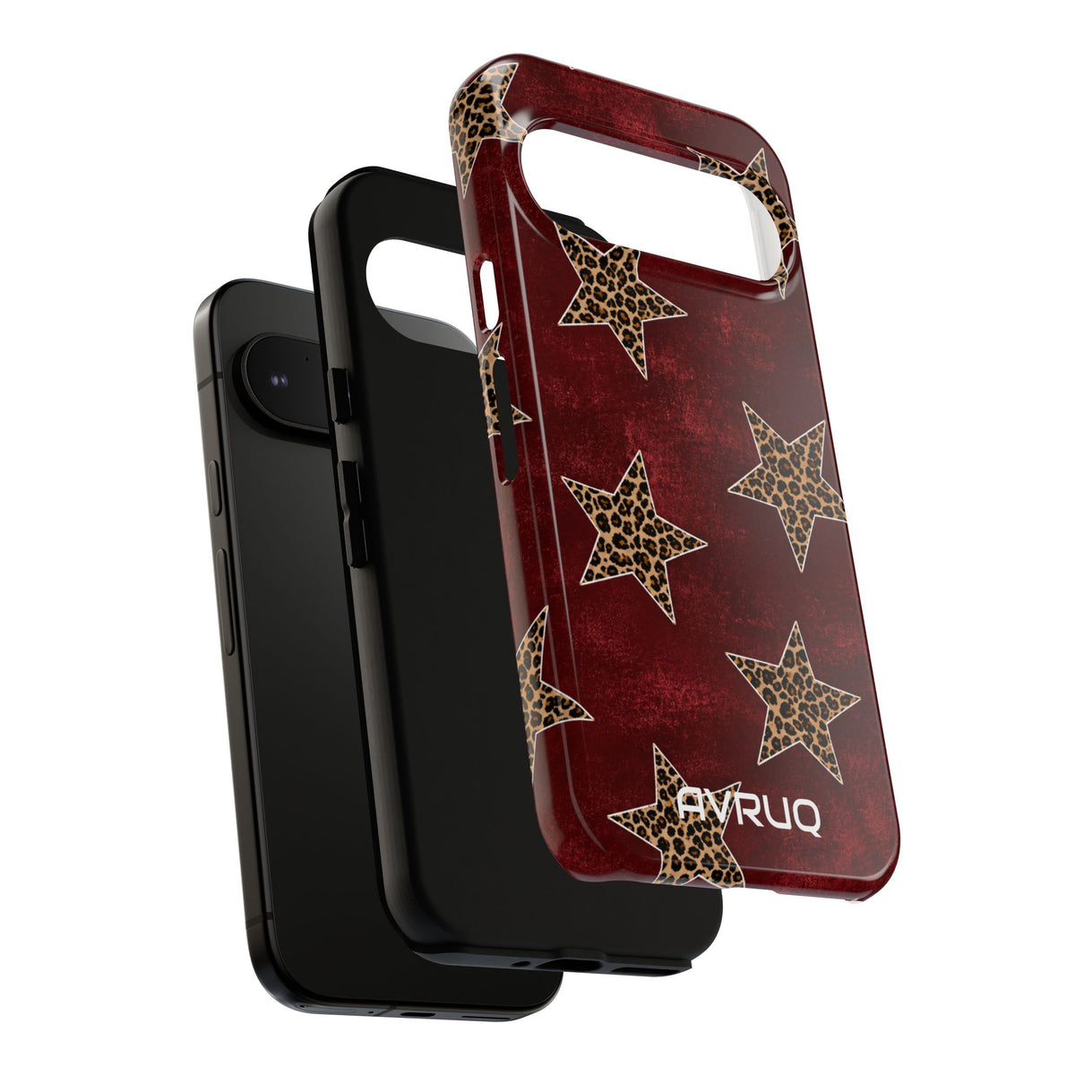 Leopard Star Phone Case – Burgundy Protective Cover