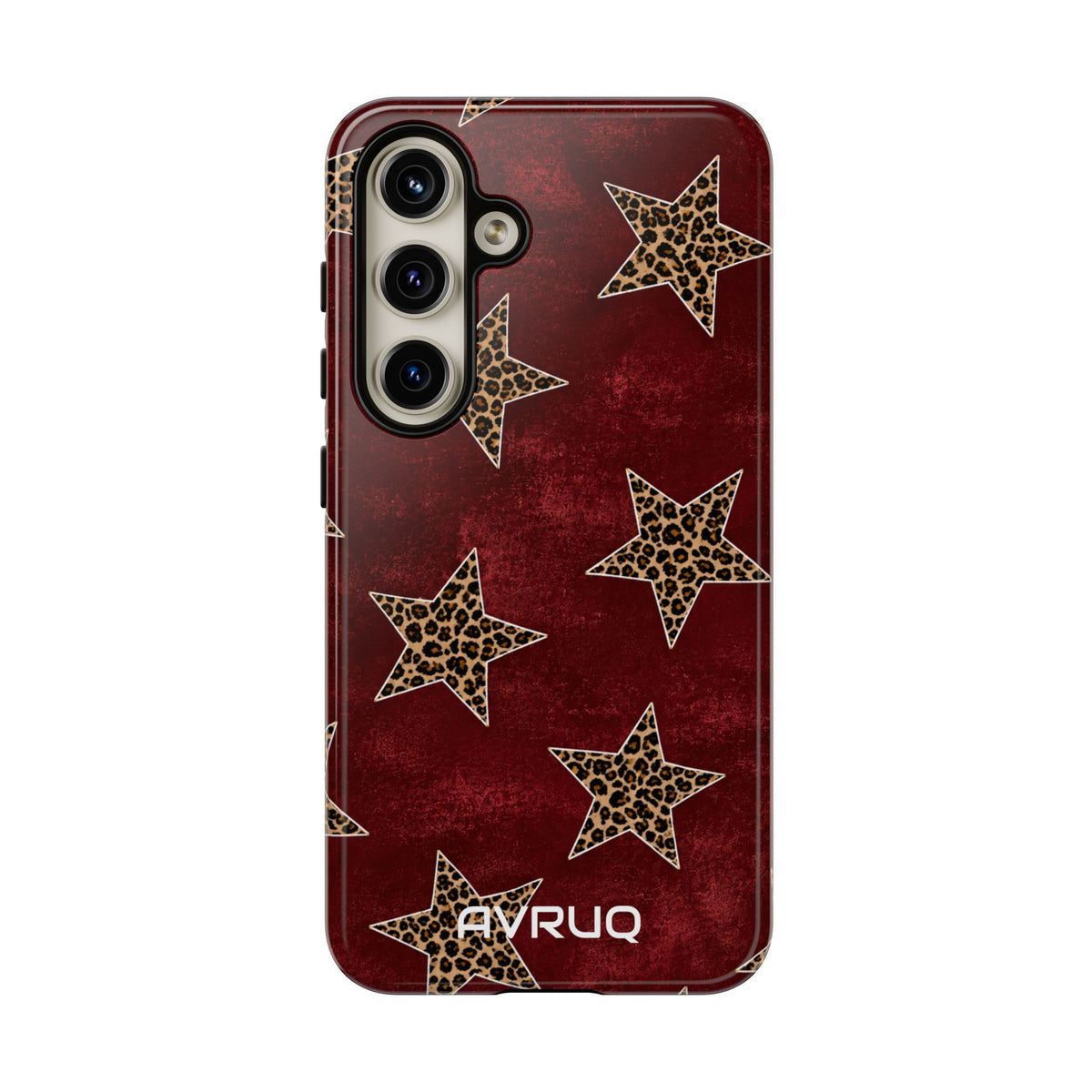 Leopard Star Phone Case – Burgundy Protective Cover