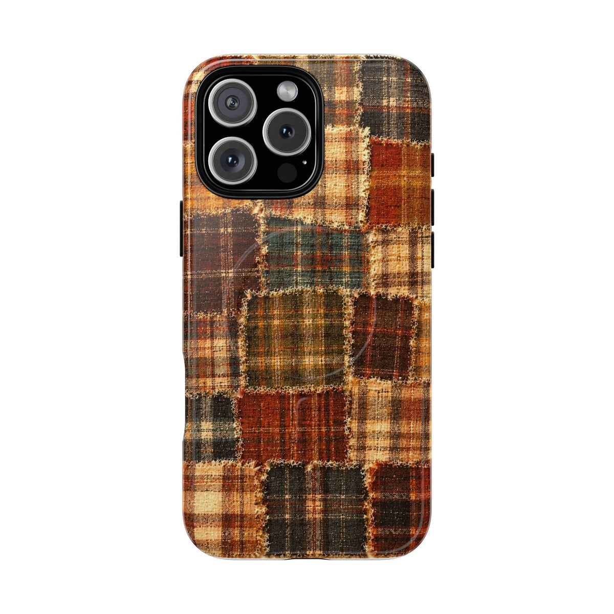 Plaid Patchwork Tough Magnetic Phone Case — Rustic Fall Plaid iPhone Cover