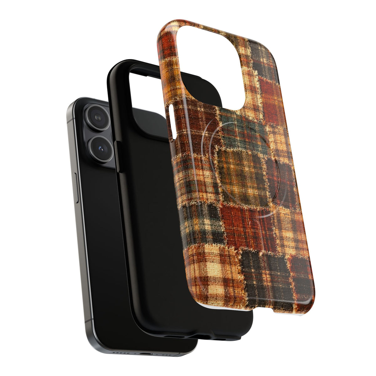 Plaid Patchwork Tough Magnetic Phone Case — Rustic Fall Plaid iPhone Cover