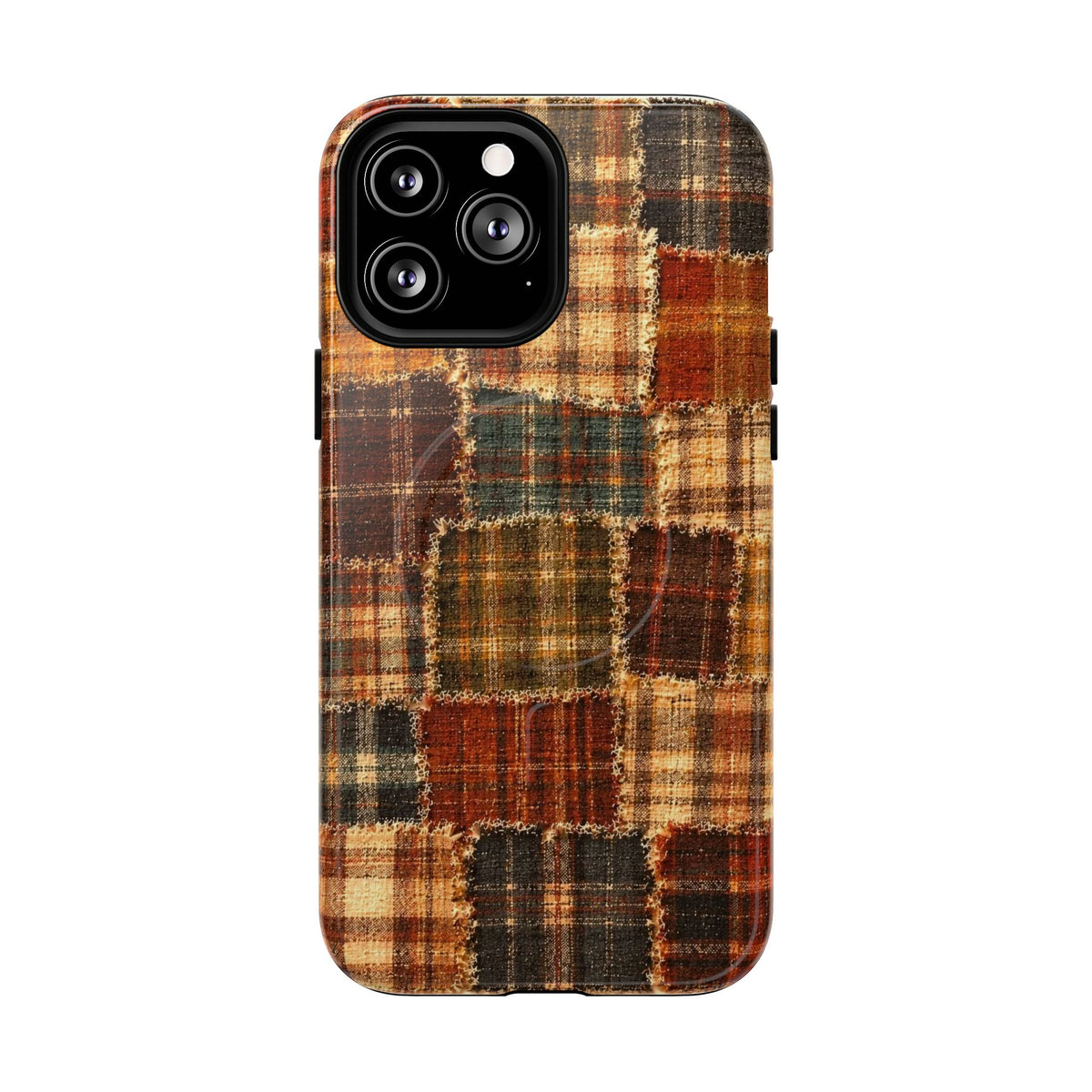 Plaid Patchwork Tough Magnetic Phone Case — Rustic Fall Plaid iPhone Cover
