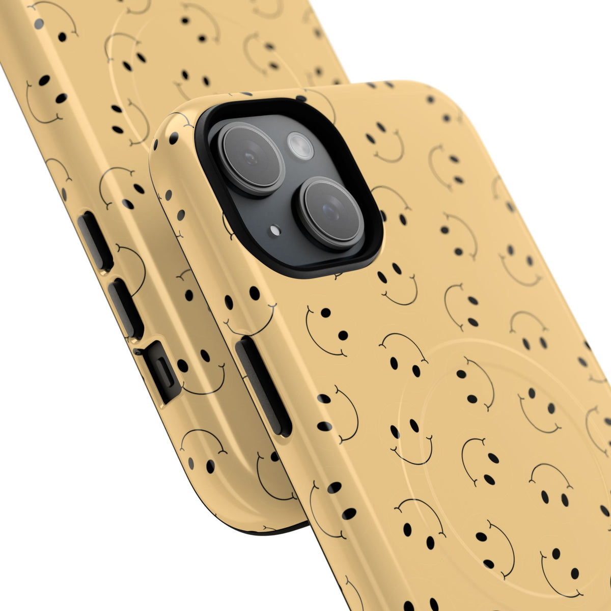 Smiley Pattern Tough Magnetic Phone Case — Beige Retro Happy Faces