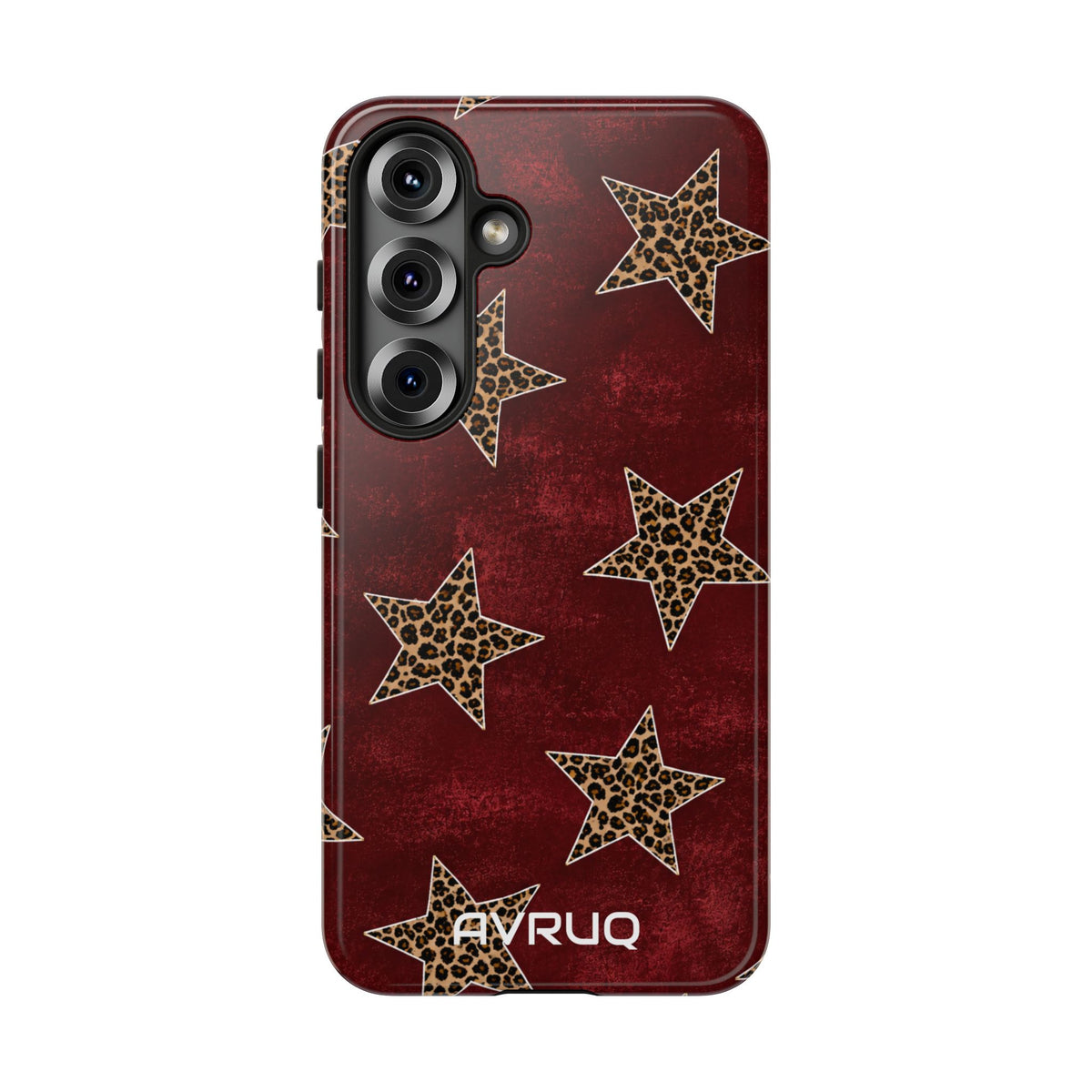 Leopard Star Phone Case – Burgundy Protective Cover