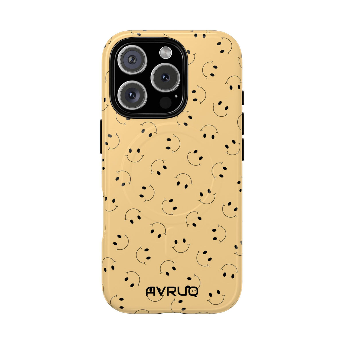 Smiley Pattern Tough Magnetic Phone Case — Beige Retro Happy Faces
