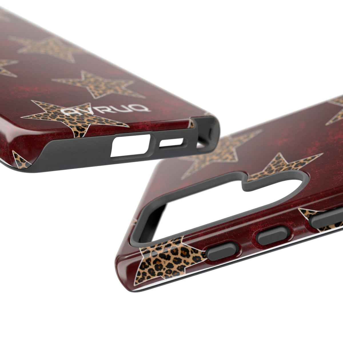 Leopard Star Phone Case – Burgundy Protective Cover