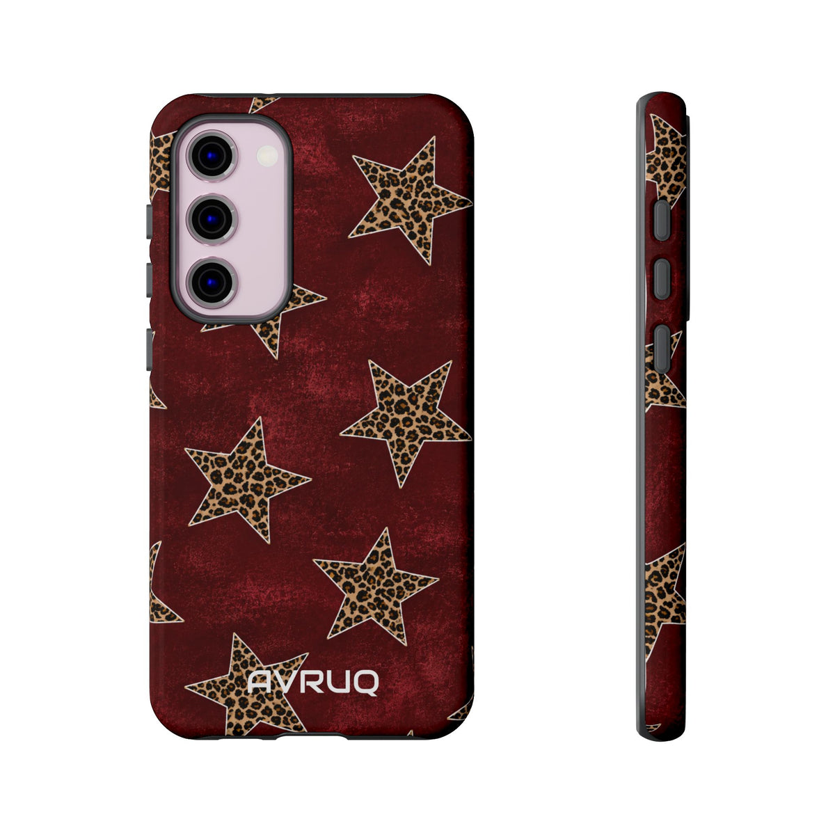 Leopard Star Phone Case – Burgundy Protective Cover