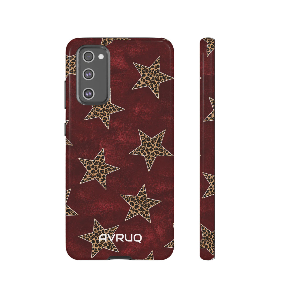 Leopard Star Phone Case – Burgundy Protective Cover
