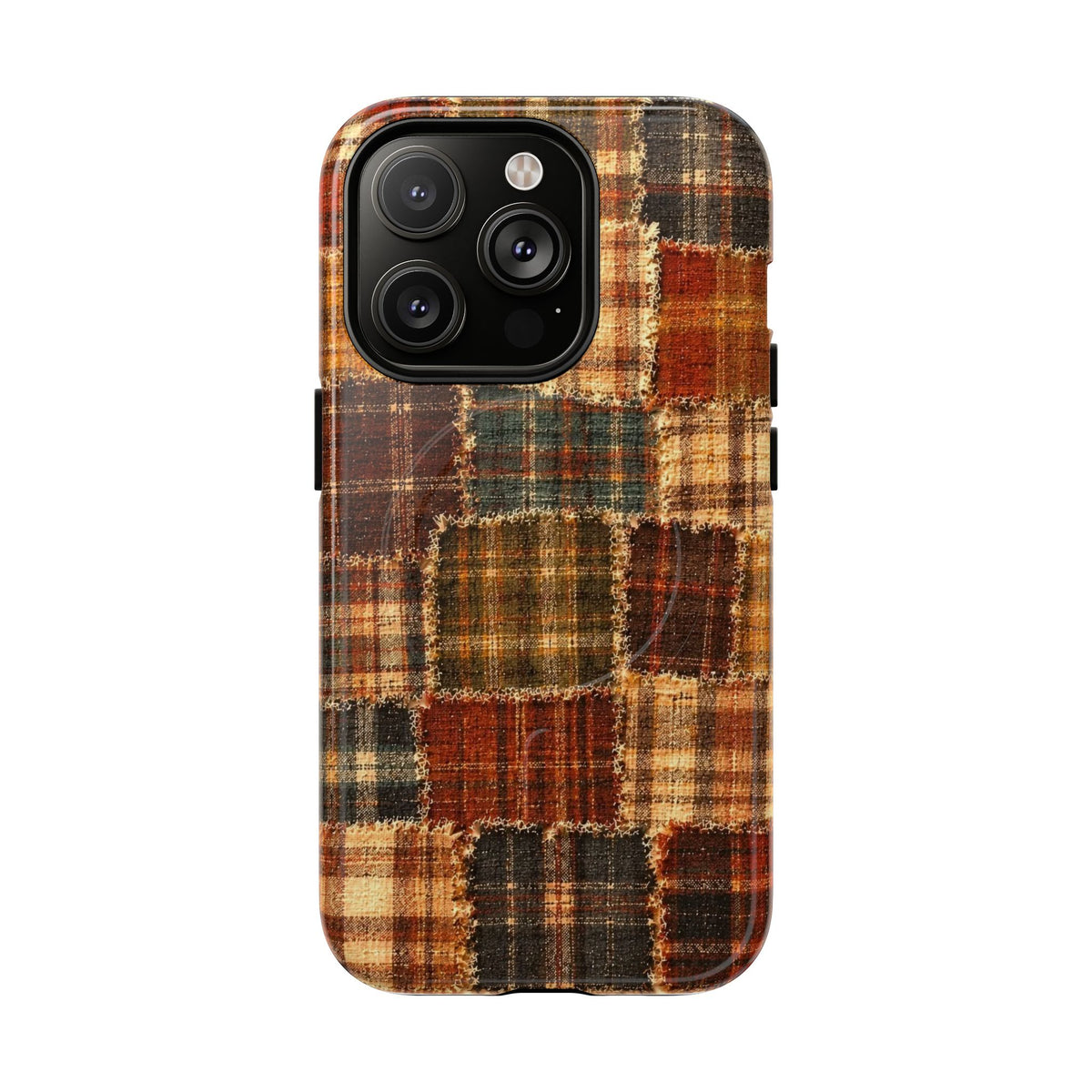 Plaid Patchwork Tough Magnetic Phone Case — Rustic Fall Plaid iPhone Cover
