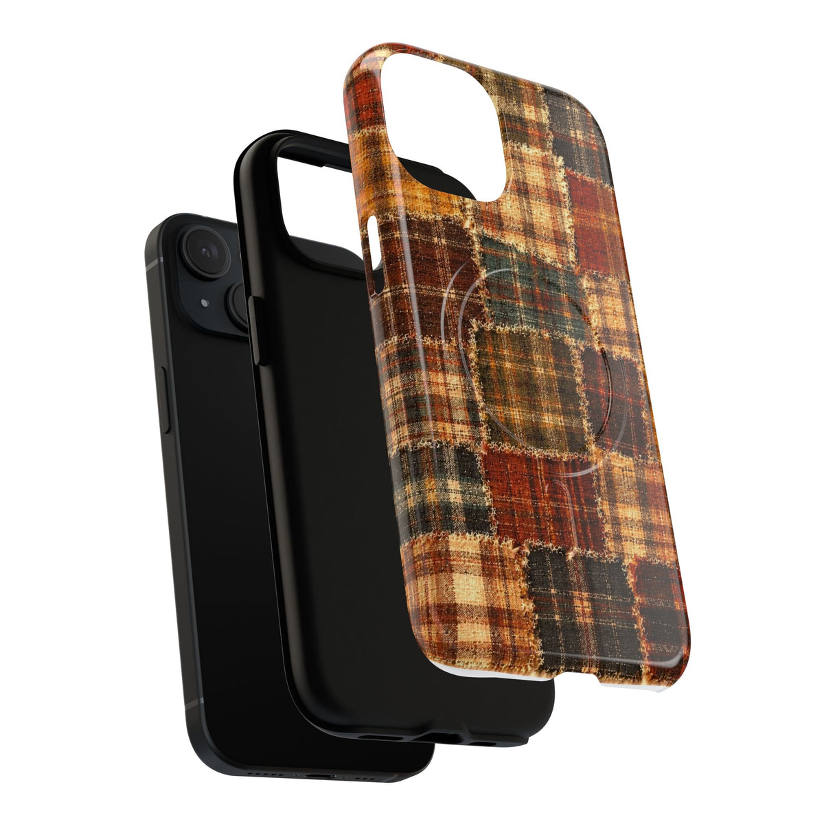 Plaid Patchwork Tough Magnetic Phone Case — Rustic Fall Plaid iPhone Cover