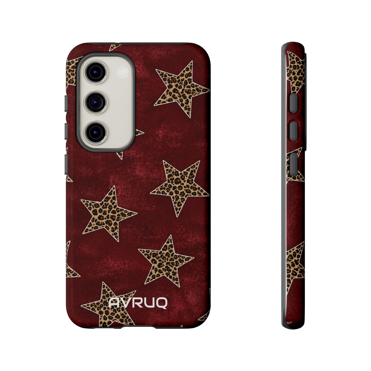 Leopard Star Phone Case – Burgundy Protective Cover