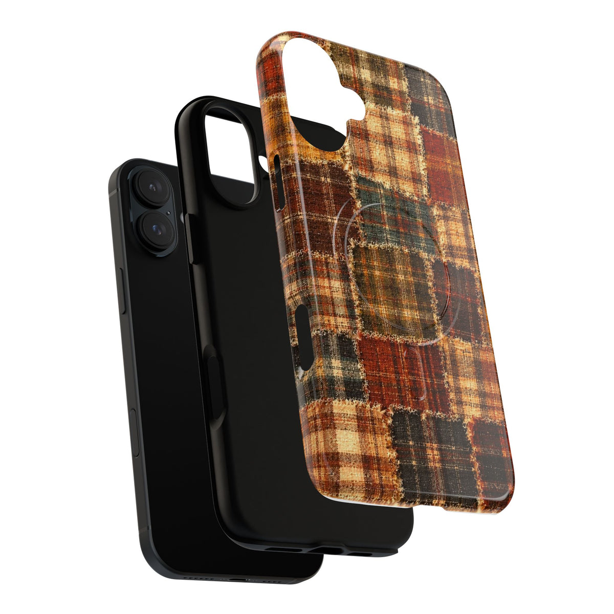 Plaid Patchwork Tough Magnetic Phone Case — Rustic Fall Plaid iPhone Cover