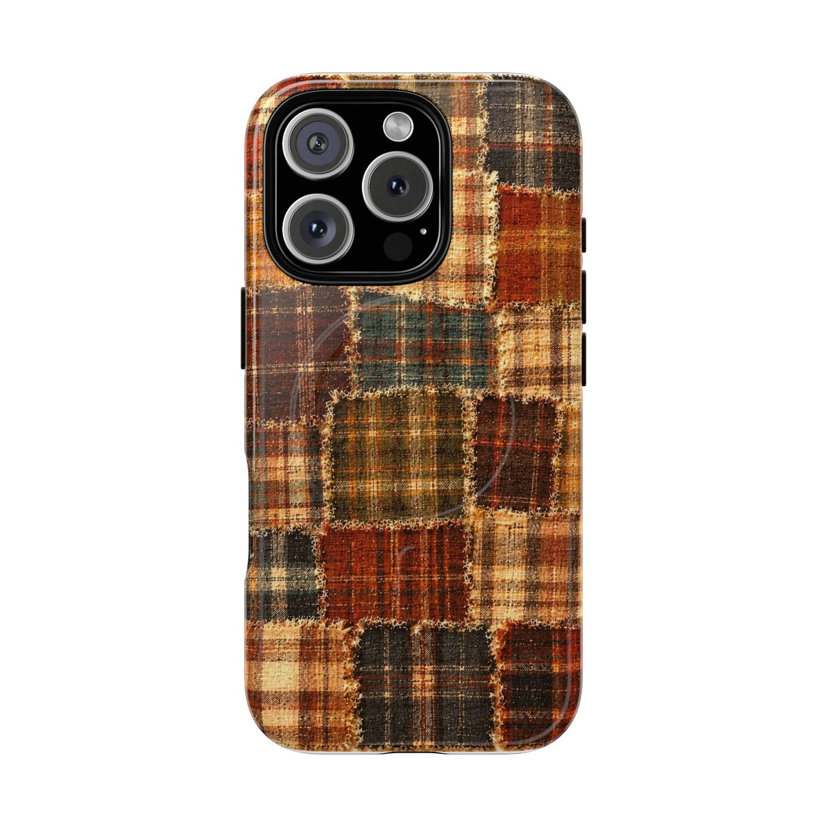 Plaid Patchwork Tough Magnetic Phone Case — Rustic Fall Plaid iPhone Cover