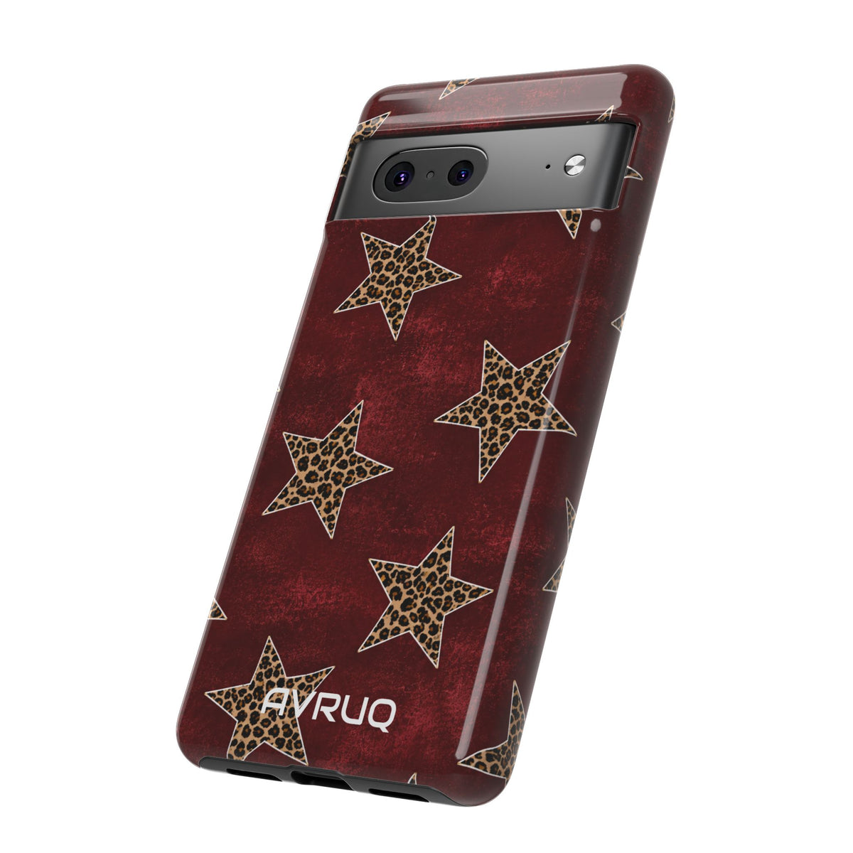 Leopard Star Phone Case – Burgundy Protective Cover