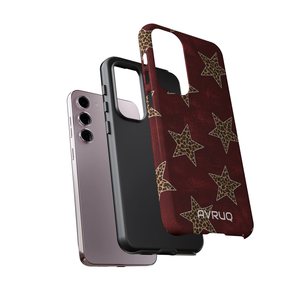 Leopard Star Phone Case – Burgundy Protective Cover