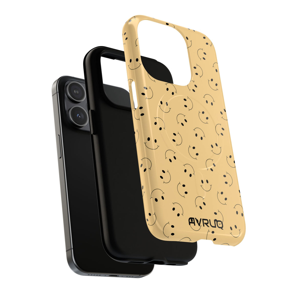 Smiley Pattern Tough Magnetic Phone Case — Beige Retro Happy Faces