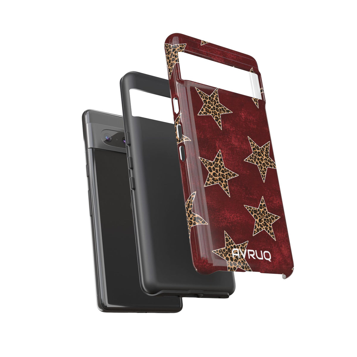 Leopard Star Phone Case – Burgundy Protective Cover