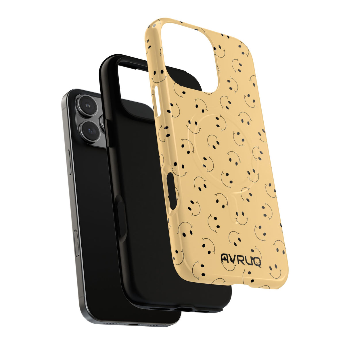 Smiley Pattern Tough Magnetic Phone Case — Beige Retro Happy Faces