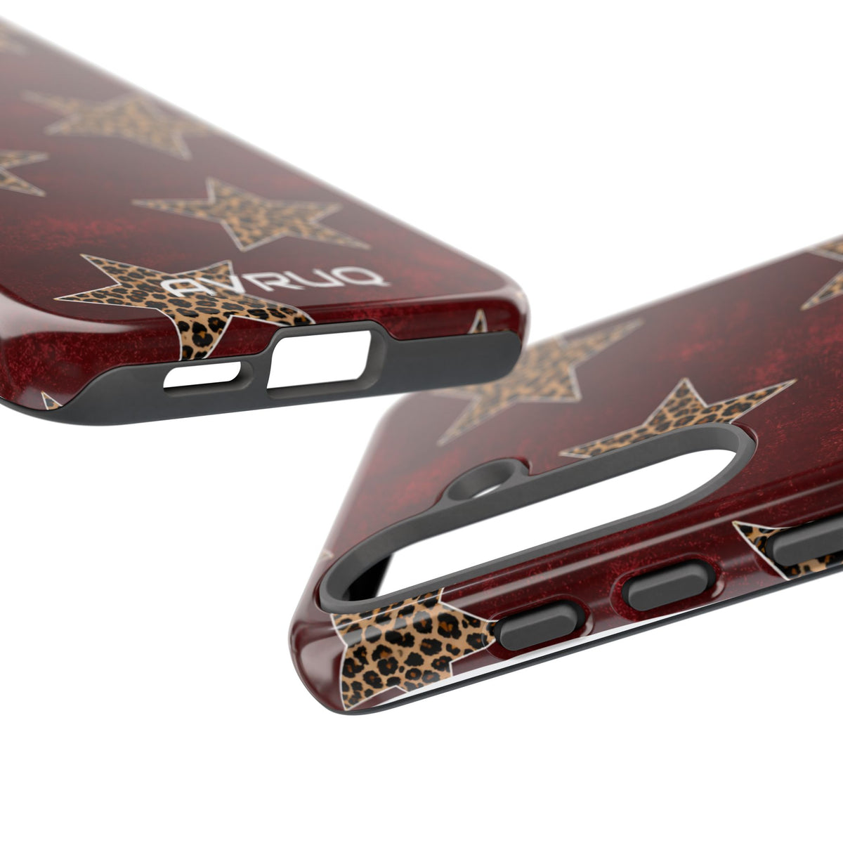 Leopard Star Phone Case – Burgundy Protective Cover