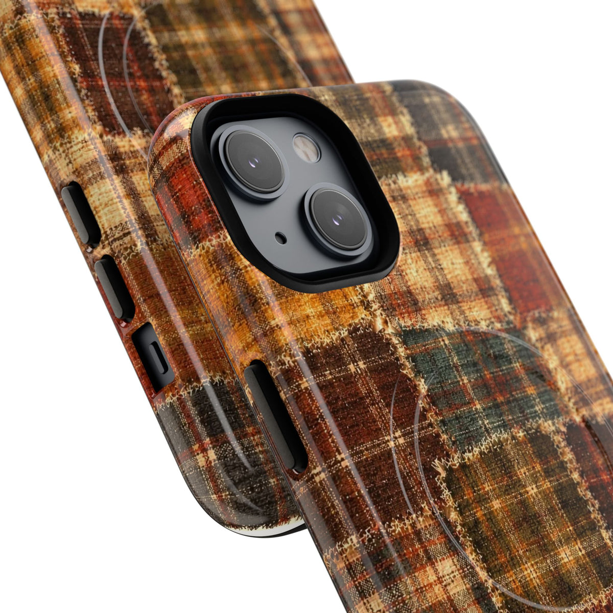 Plaid Patchwork Tough Magnetic Phone Case — Rustic Fall Plaid iPhone Cover