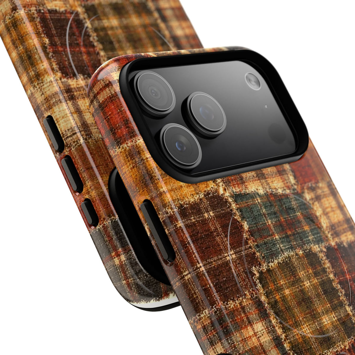 Plaid Patchwork Tough Magnetic Phone Case — Rustic Fall Plaid iPhone Cover